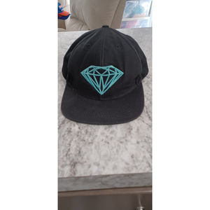 Vintage Diamond One Size Snapback Hat Cap/Black Flat Bill